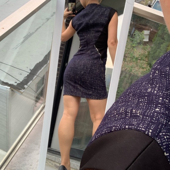 Anthropologie TIME Metal Zipper Wool Shaper Fashion Mini Dress - Picture 12 of 15